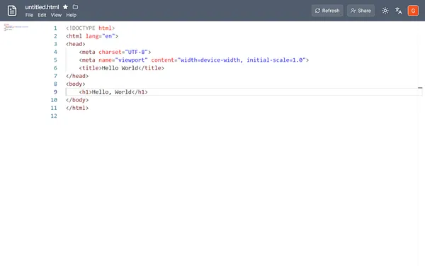 Opened HTML Document